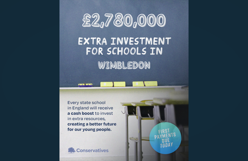 Extra investment for schools in Wimbledon